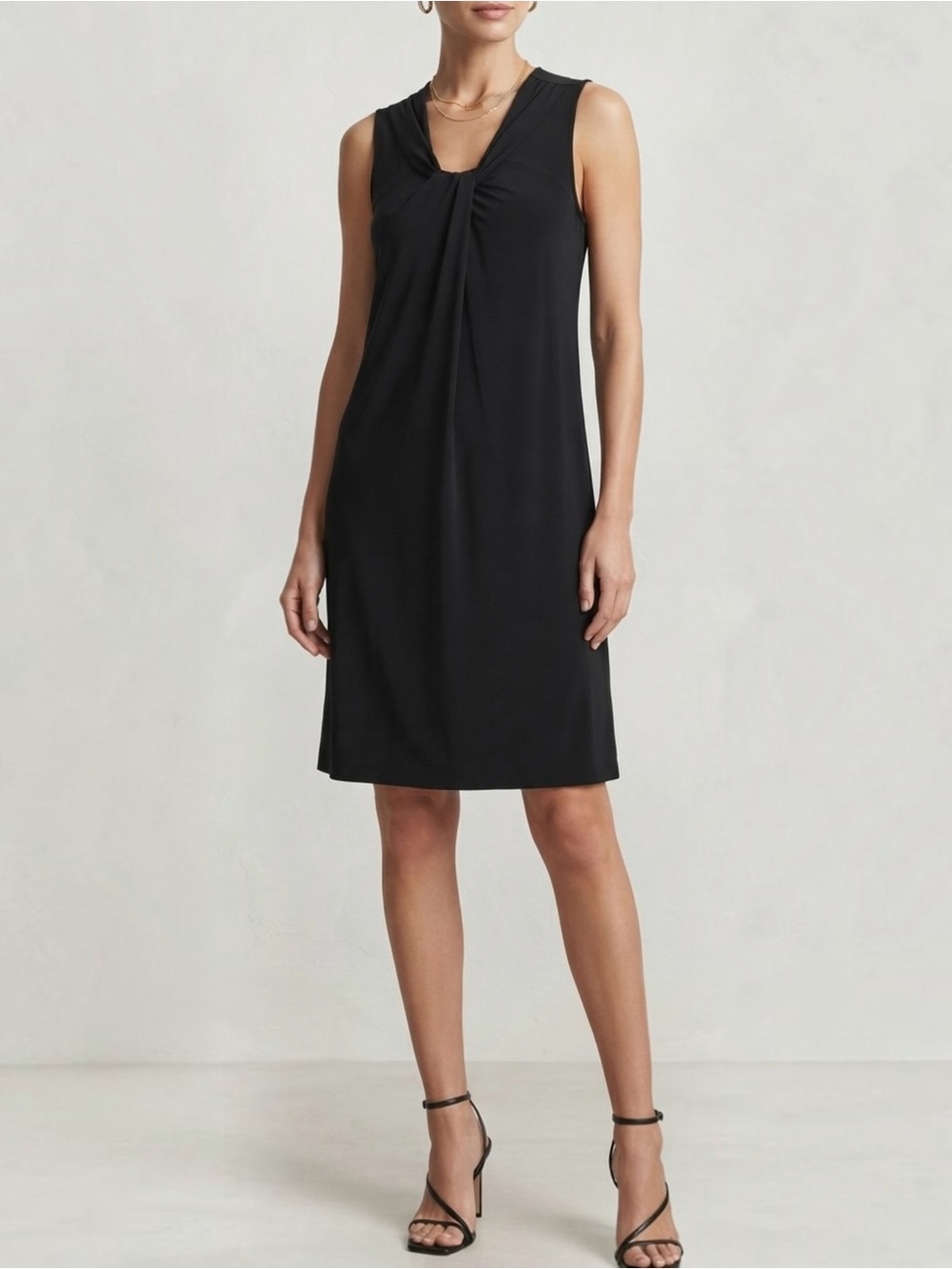 Vince Black Sleeveless Draped Neck Shift Dress | Small